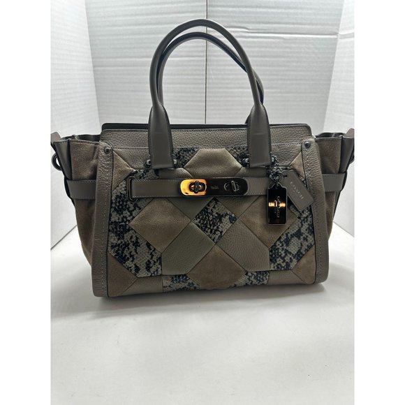 COACH SWAGGER PATCHWORK CARRYALL MULTI-COLOR SATCHEL BAG - Picture 1 of 9